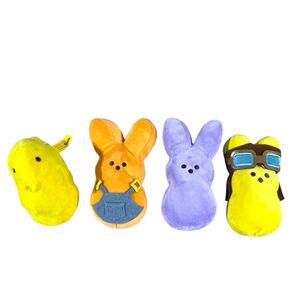 Lot 4 Peeps Just Born Easter Plush Chick Bunny Rabbit Farmer Aviator Goggles 6”
